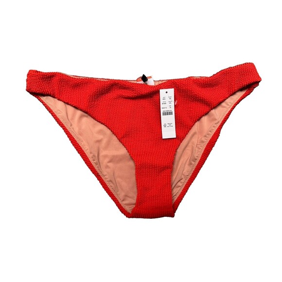 J Crew Bikini Bottom Womens XL Orange Textured Curved Waist Cheeky High Legs - Picture 1 of 6